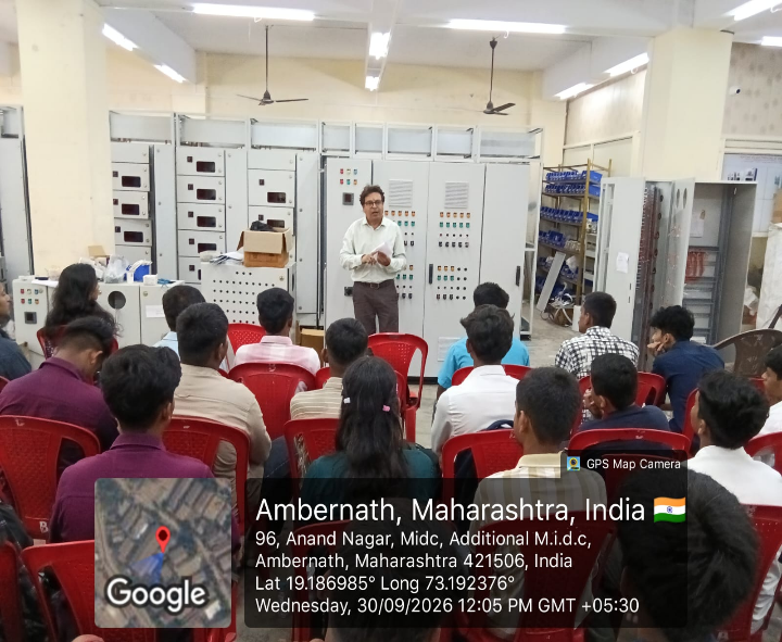Students attending an electrical industry visit